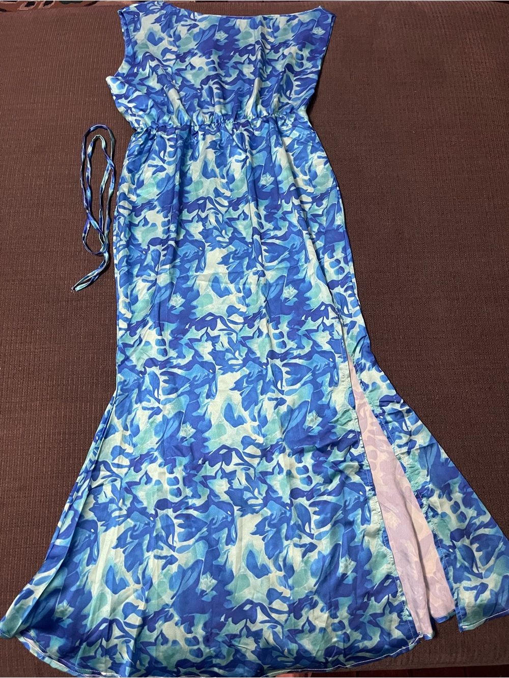 Blue Printed Maxi Dress